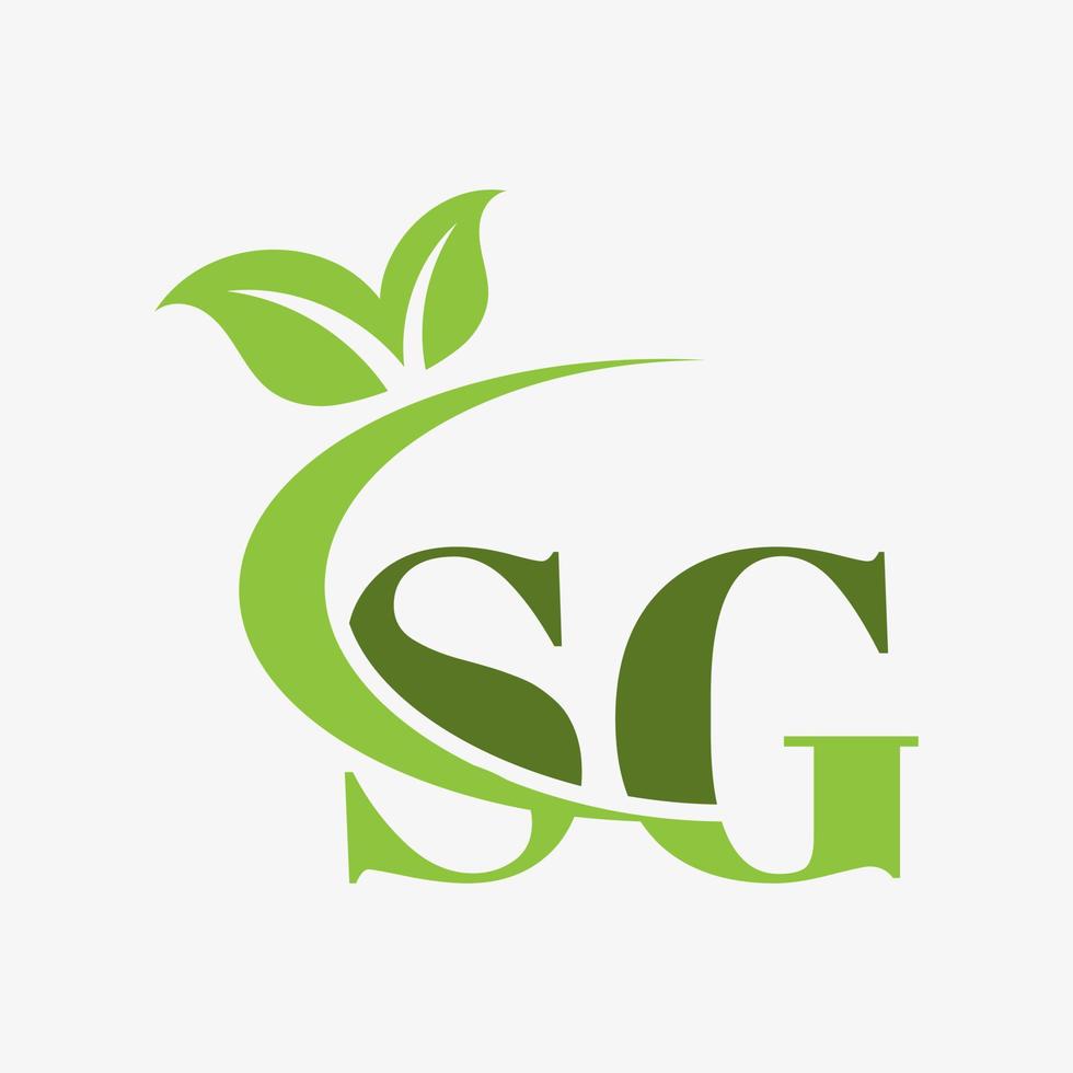 SG letter logo with swoosh leaves icon vector. pro vector. vector