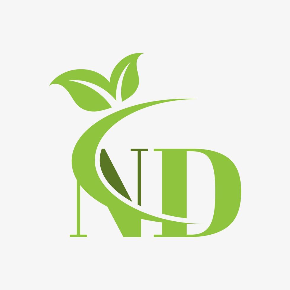 nd letter logo with swoosh leaves icon vector. vector