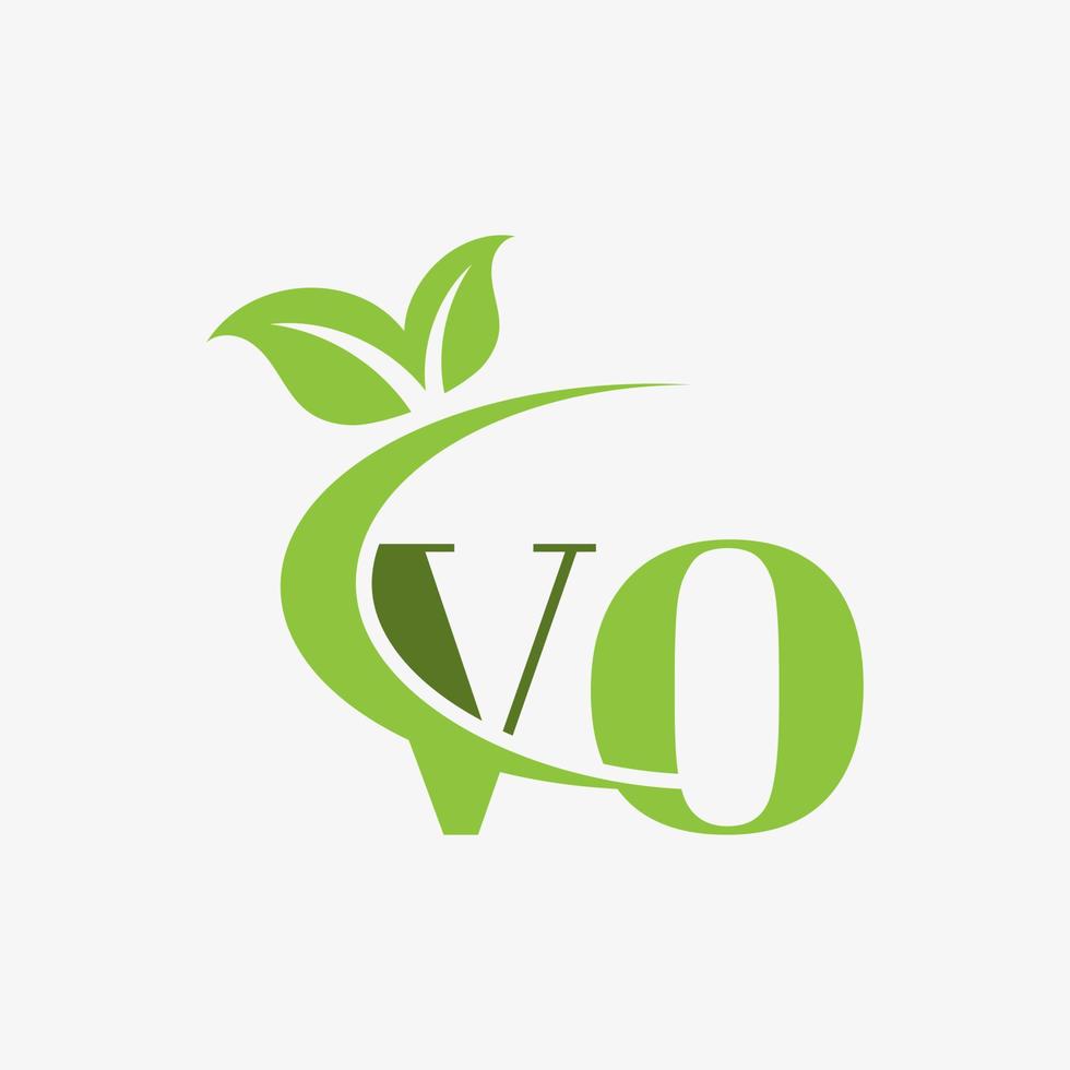 logotipo de letra vo con vector de icono de hojas swoosh. vector profesional.