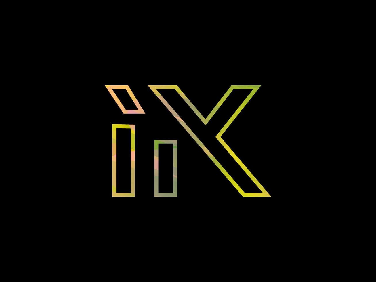 logotipo de letra ik con vector de textura de arco iris colorido. vector profesional