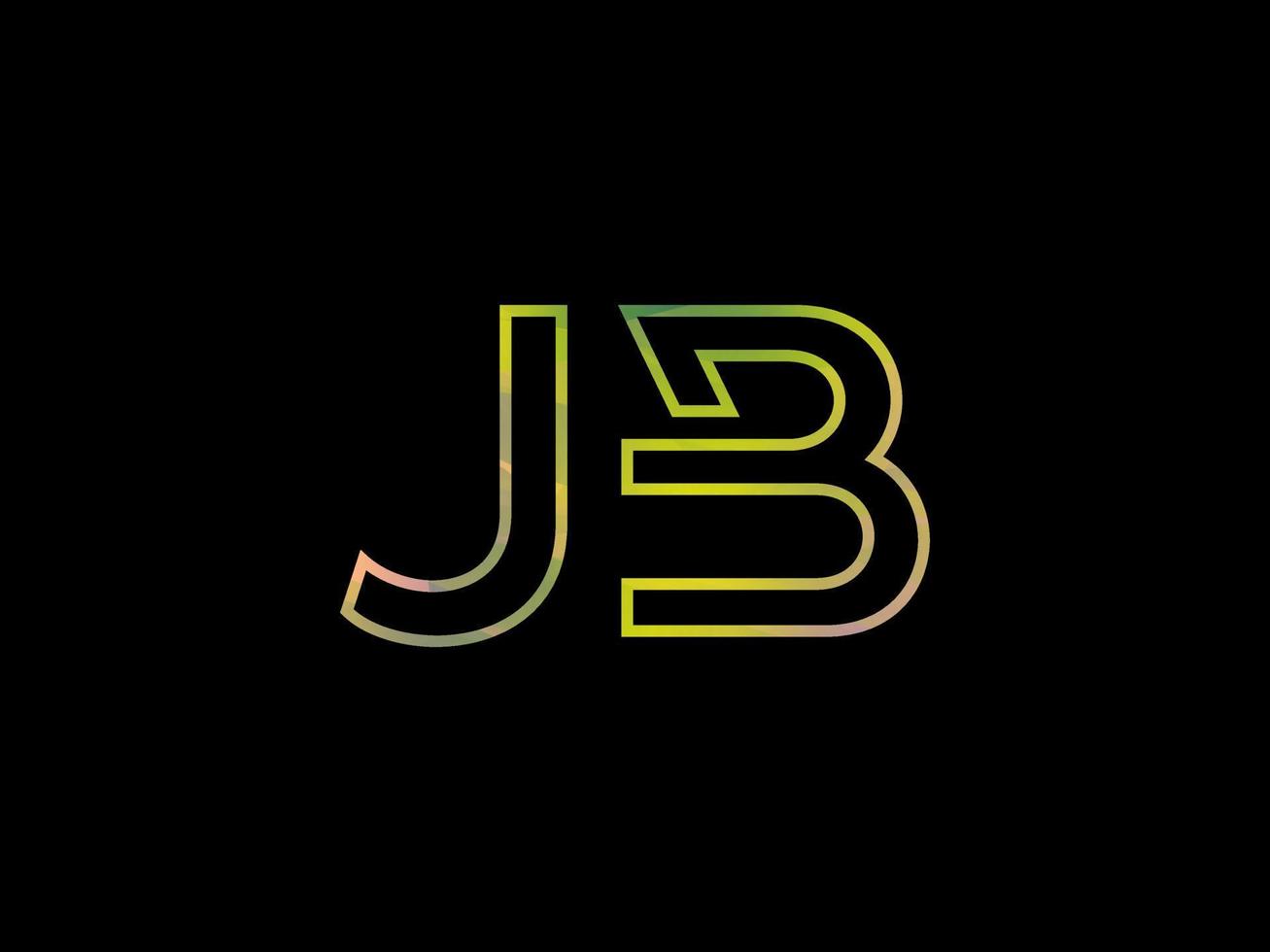 logotipo de letra jb con vector de textura de arco iris colorido. vector profesional.