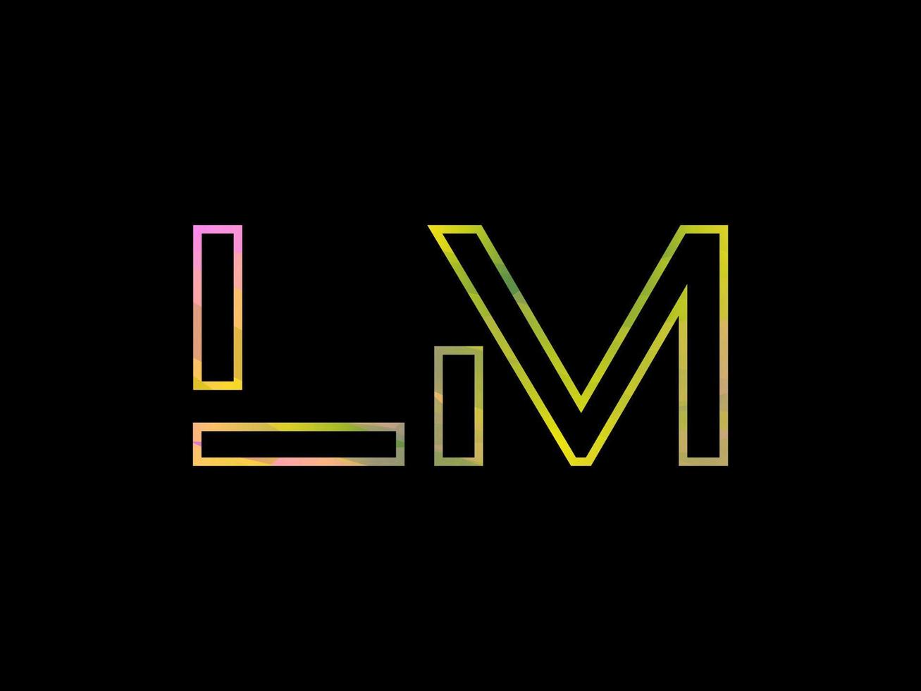 logotipo de letra lm con vector de textura de arco iris colorido. vector profesional.