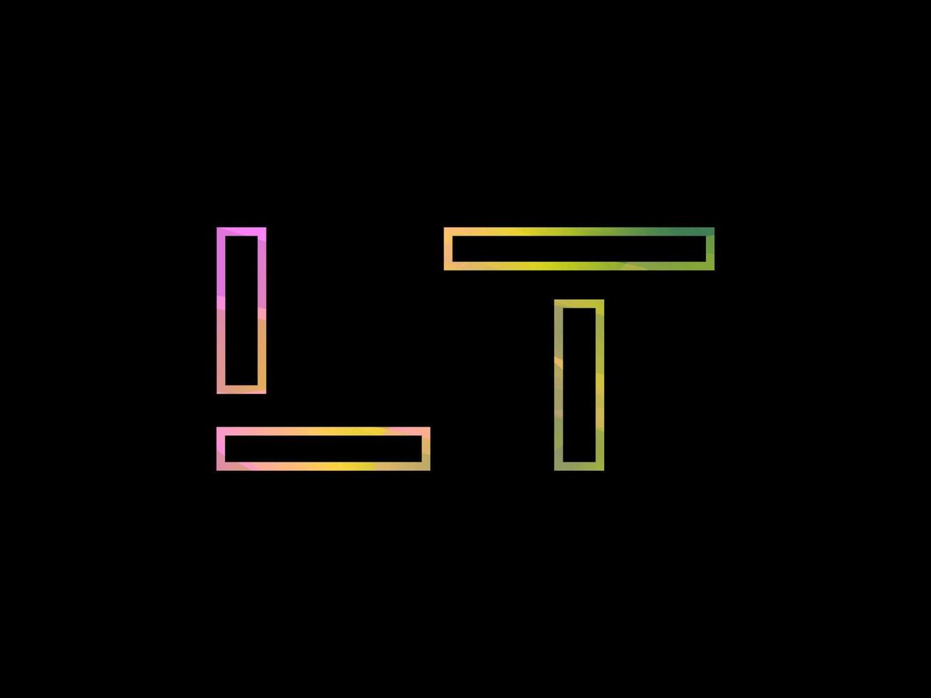 Logotipo de letra lt con vector de textura de arco iris colorido. vector profesional.