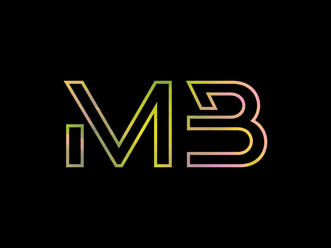 logotipo de letra mb con vector de textura de arco iris colorido. vector profesional.