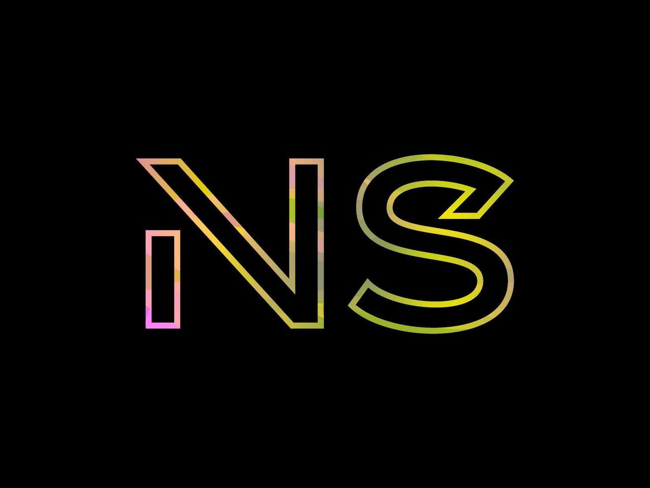 NS Letter Logo With Colorful Rainbow Texture Vector. Pro vector. vector
