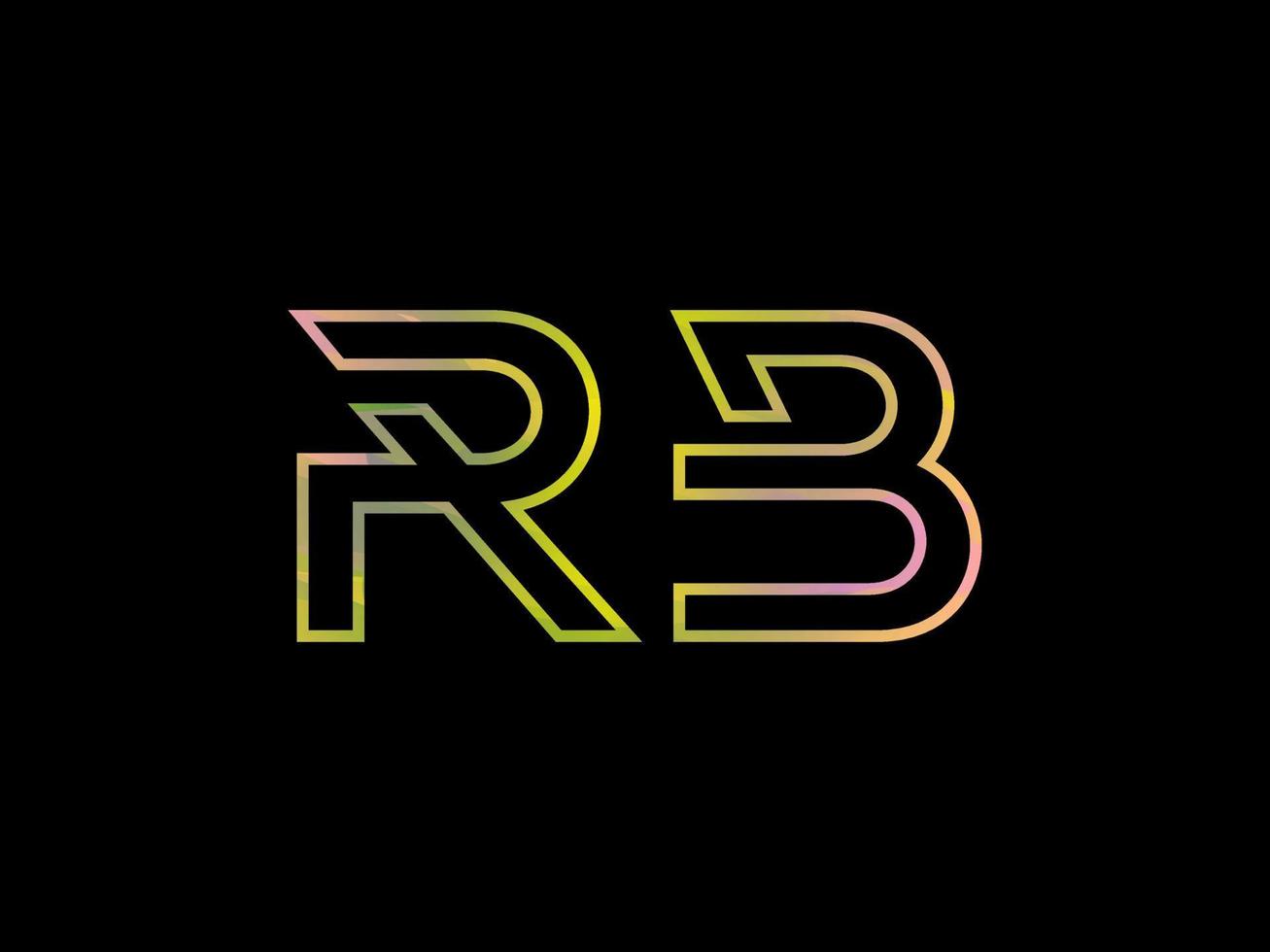 RB Letter Logo With Colorful Rainbow Texture Vector. Pro vector. vector
