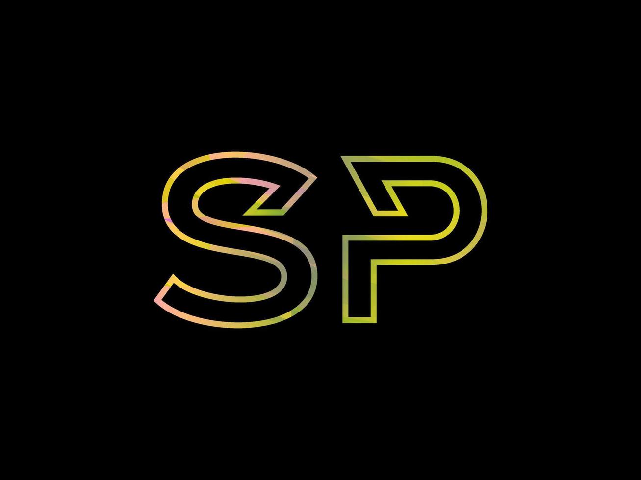 logotipo de letra sp con vector de textura de arco iris colorido. vector profesional.
