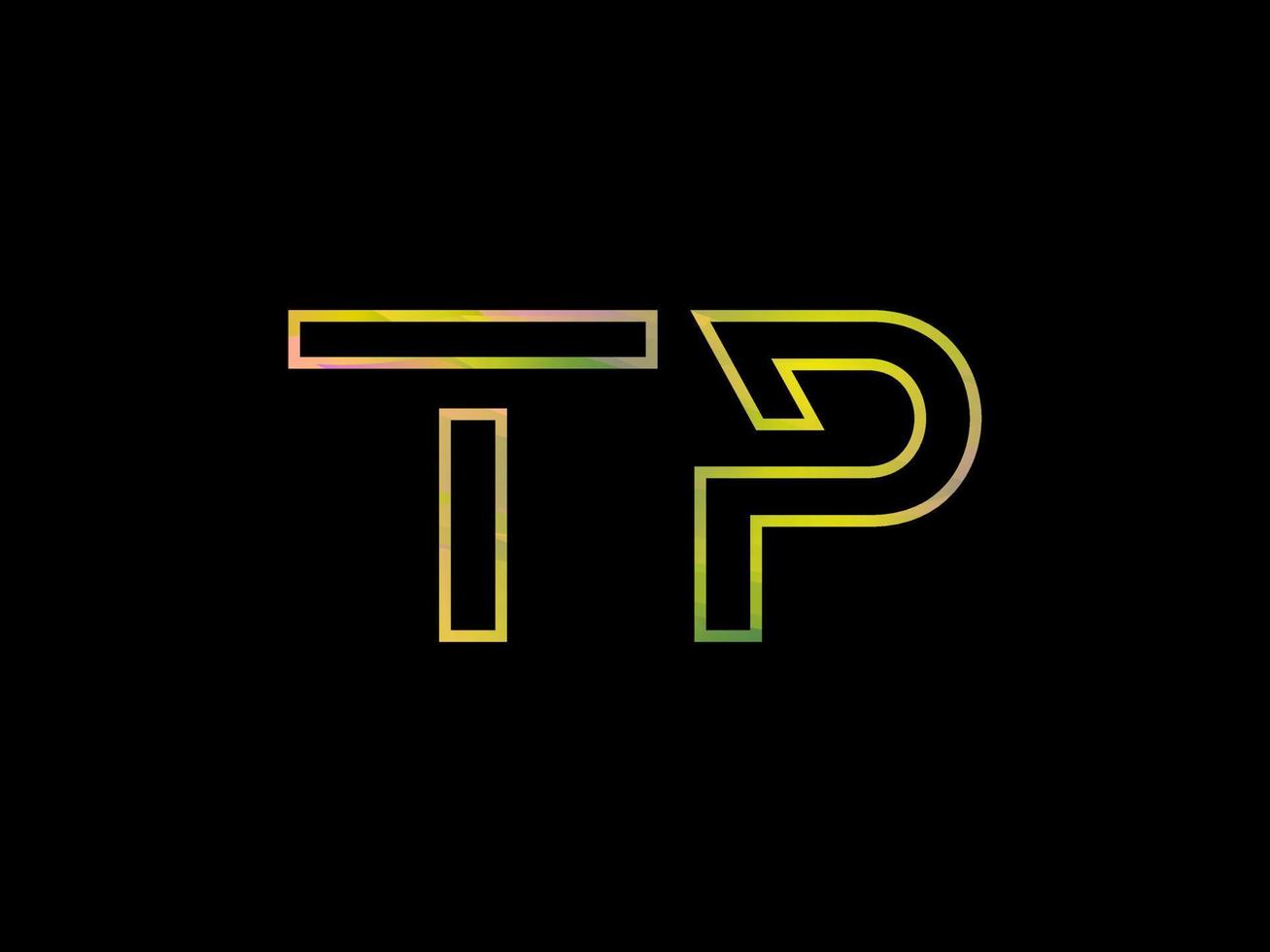 logotipo de letra tp con vector de textura de arco iris colorido. vector profesional.