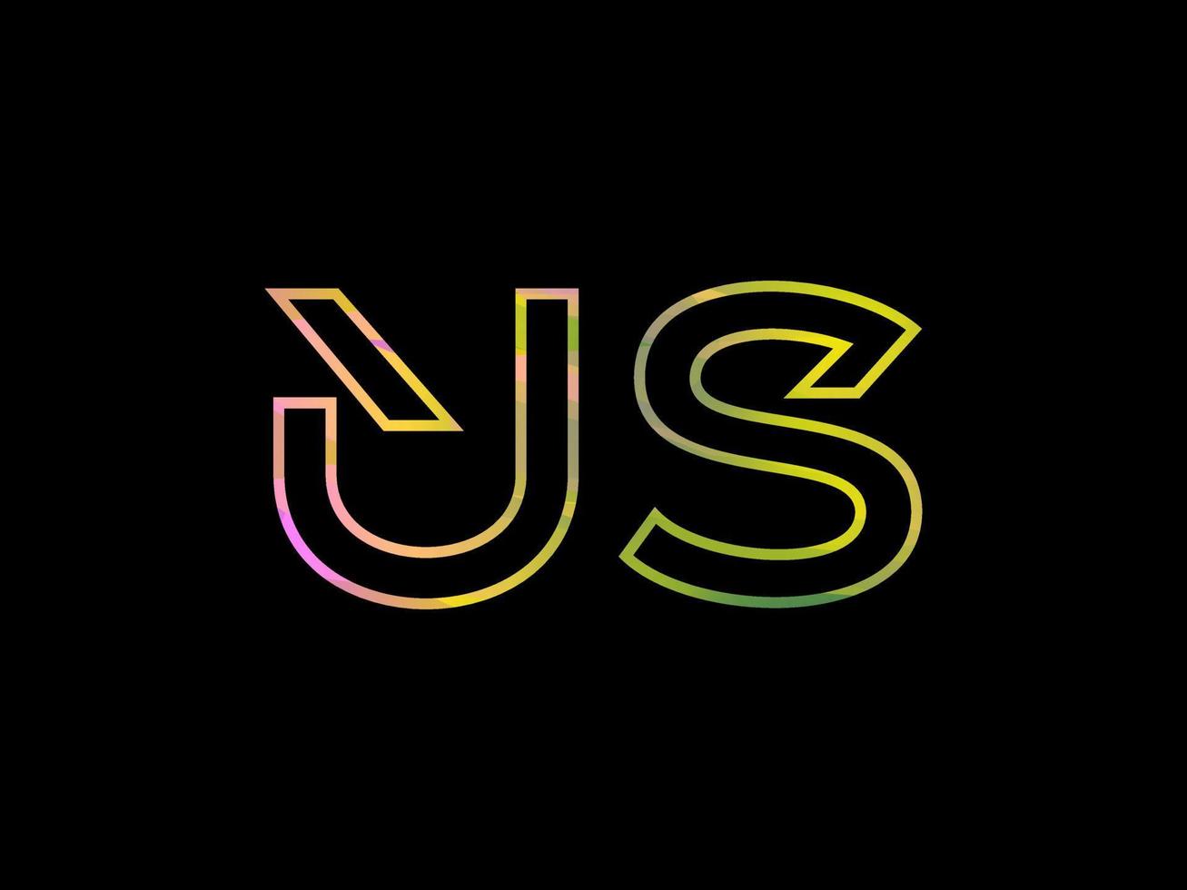 US Letter Logo With Colorful Rainbow Texture Vector. Pro vector. vector