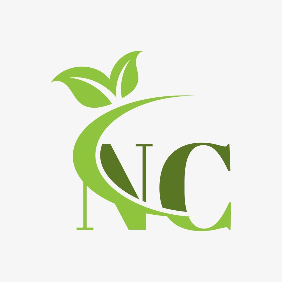 nc letter logo with swoosh leaves icon vector. vector