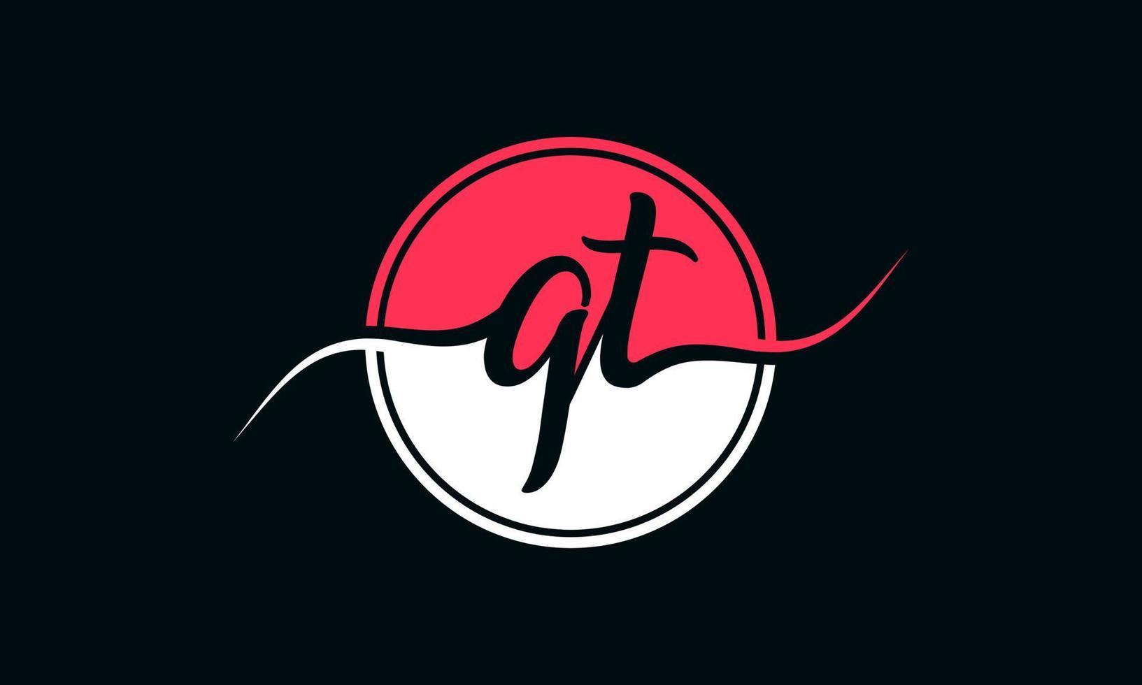 initial QT letter logo with inside circle in white and pink color. Pro vector. vector