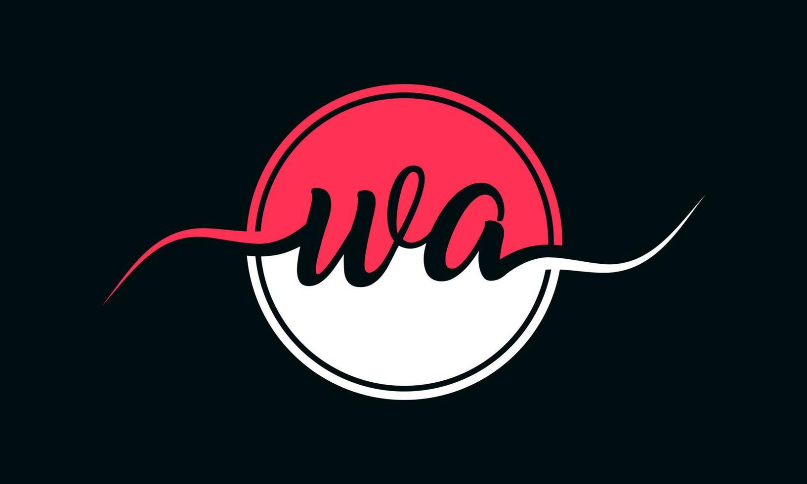 Initial WA letter logo with inside circle in white and pink color. Pro vector. vector