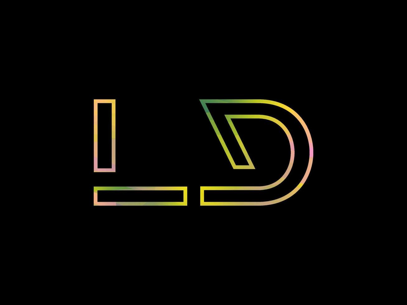 logotipo de letra ld con vector de textura de arco iris colorido. vector profesional.