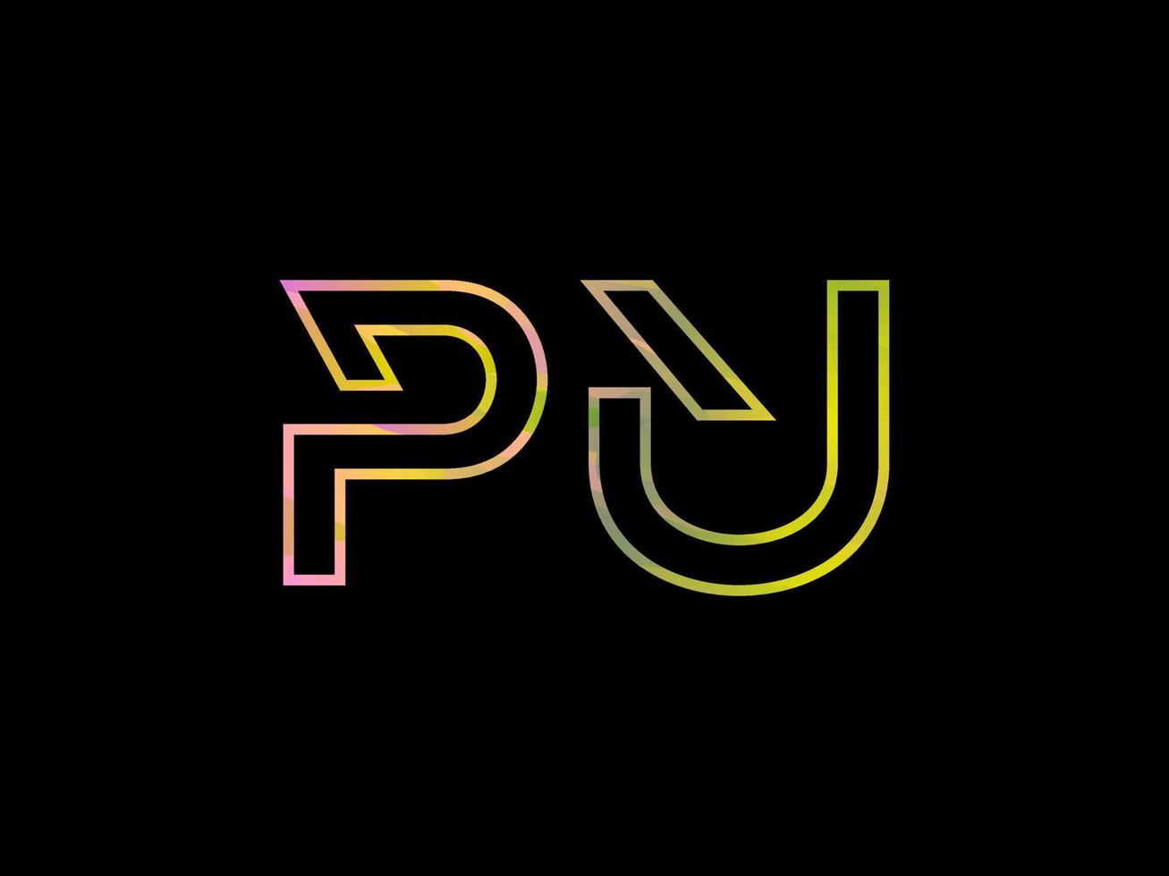 logotipo de letra pu con vector de textura de arco iris colorido. vector profesional.