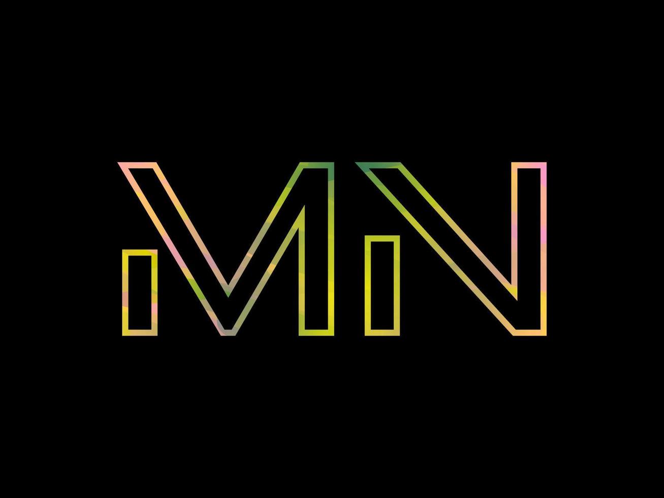 MN Letter Logo With Colorful Rainbow Texture Vector. Pro vector. vector