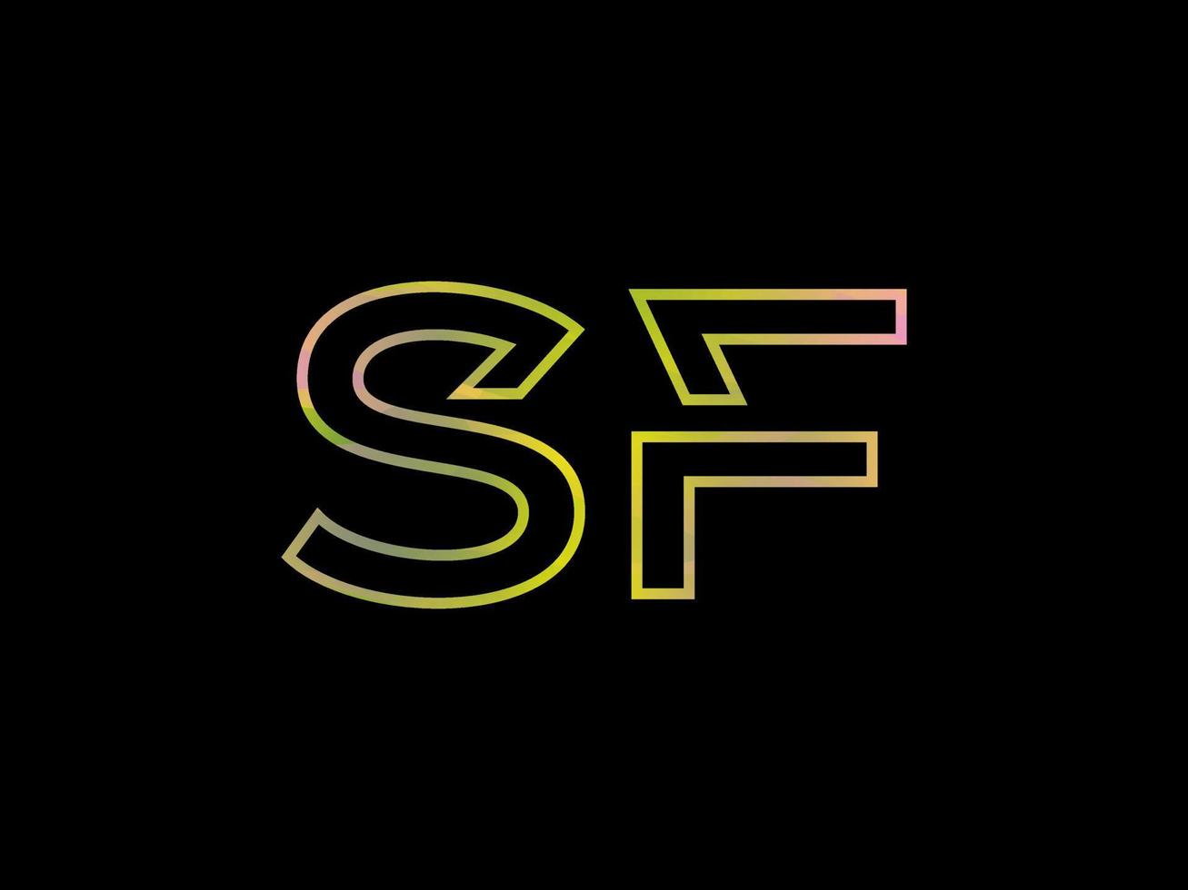 logotipo de letra sf con vector de textura de arco iris colorido. vector profesional.