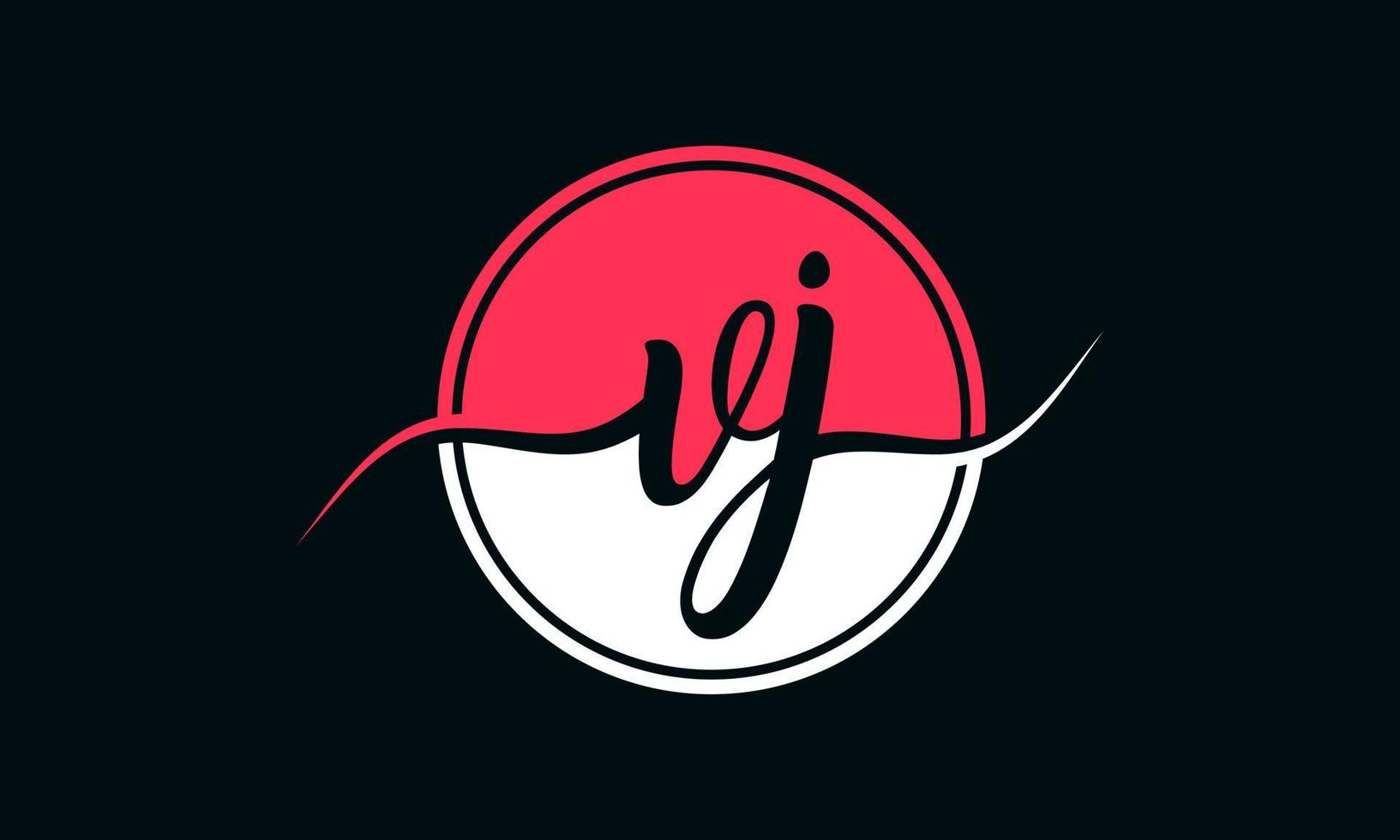 initial VJ letter logo with inside circle in white and pink color. Pro vector. vector