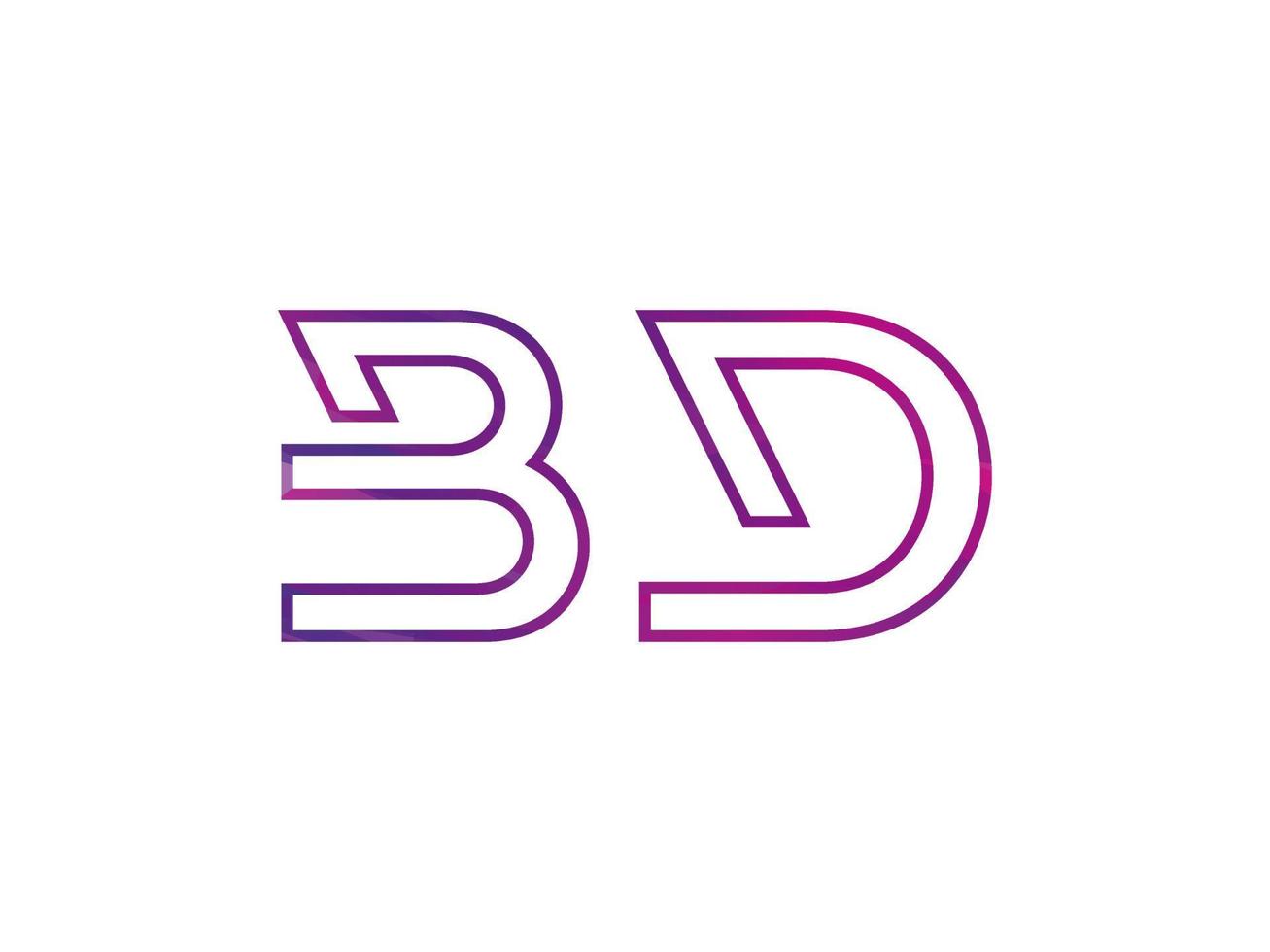 logotipo de letra bd con vector de textura de arco iris colorido. vector profesional.