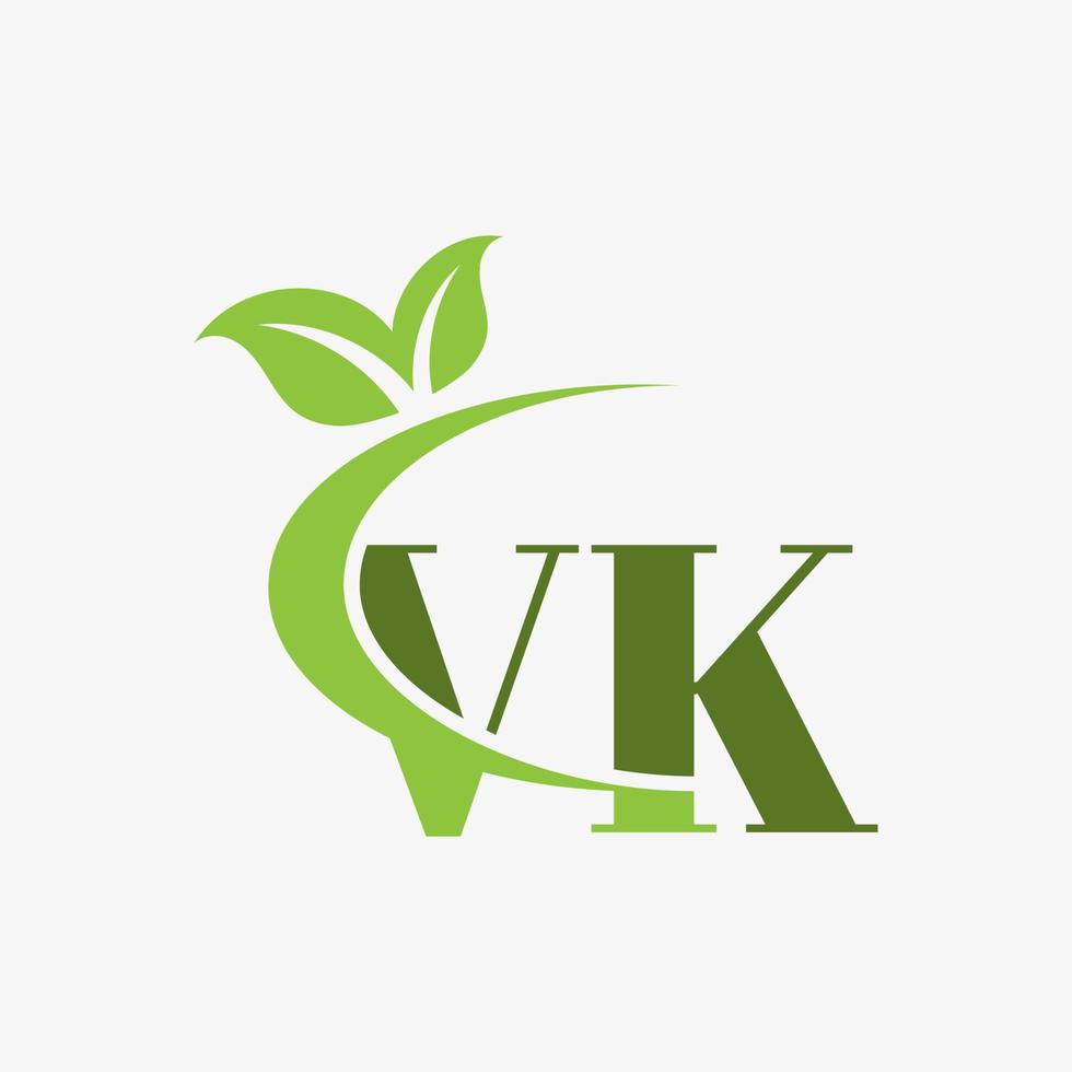 VK letter logo with swoosh leaves icon vector. pro vector. vector