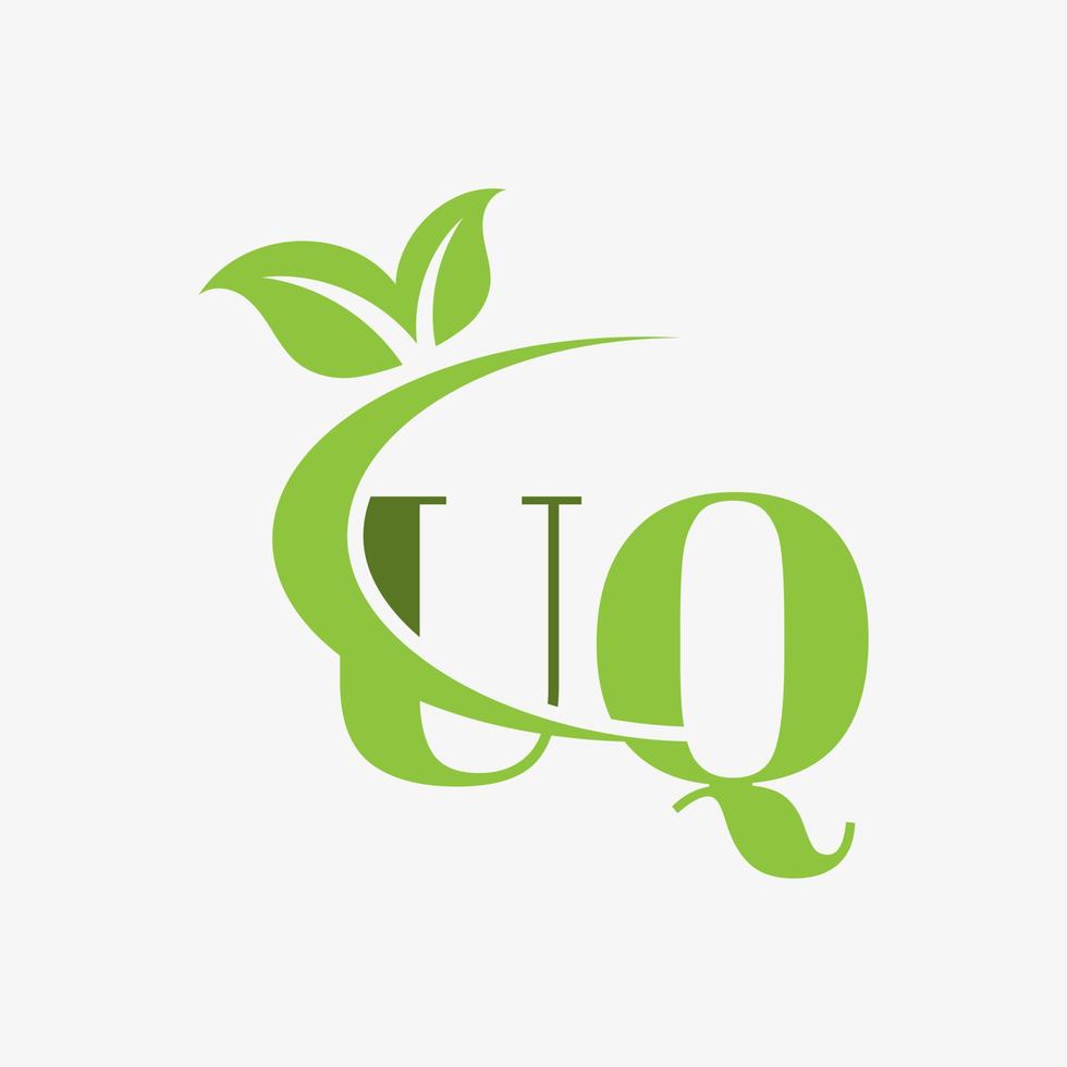 UQ letter logo with swoosh leaves icon vector. pro vector. vector