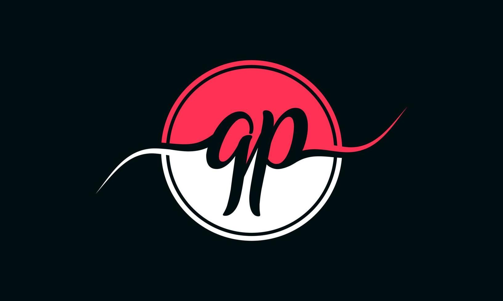 initial qp letter logo with inside circle in white and pink color. pro vector. vector