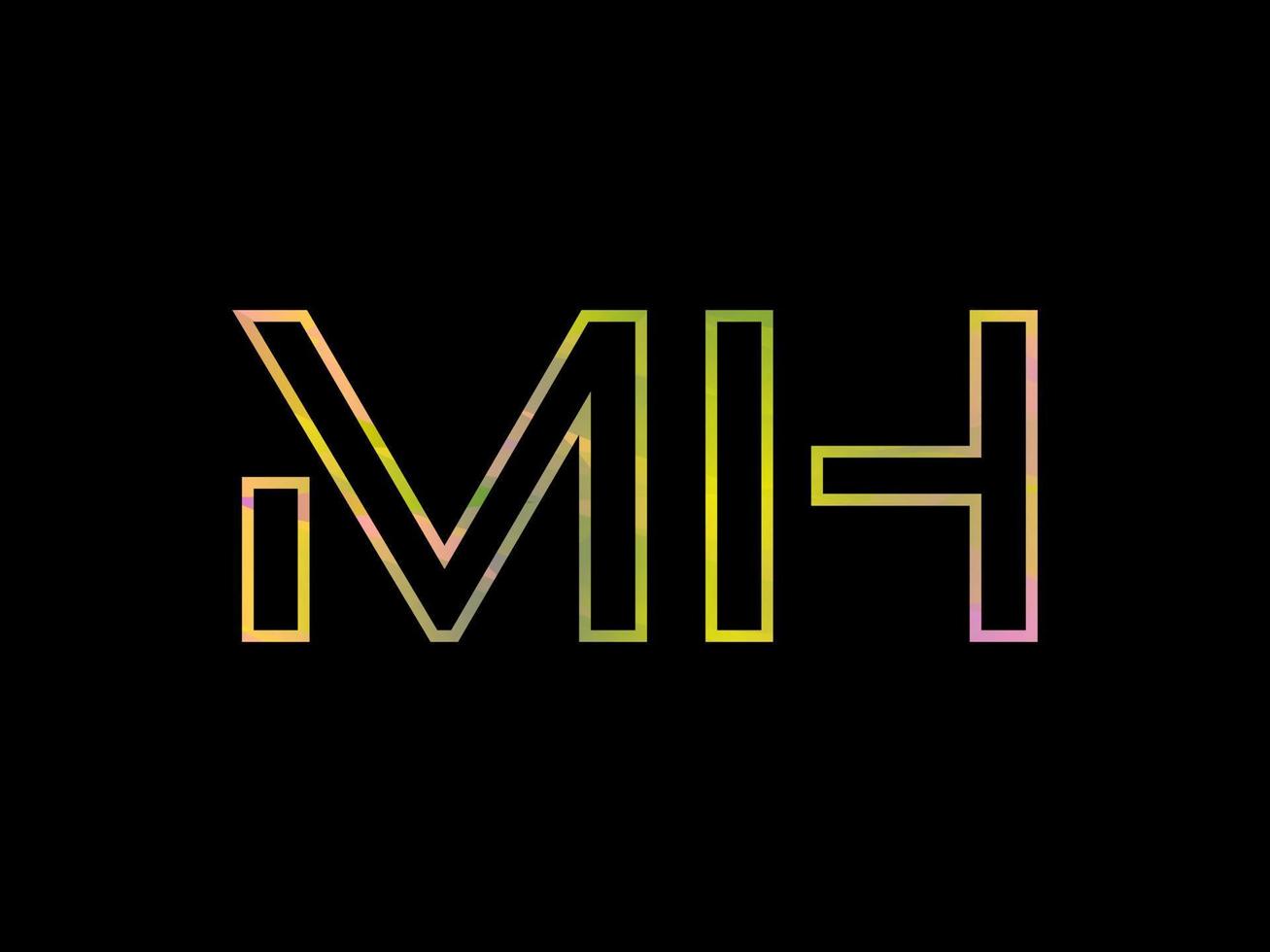 logotipo de letra mh con vector de textura de arco iris colorido. vector profesional.