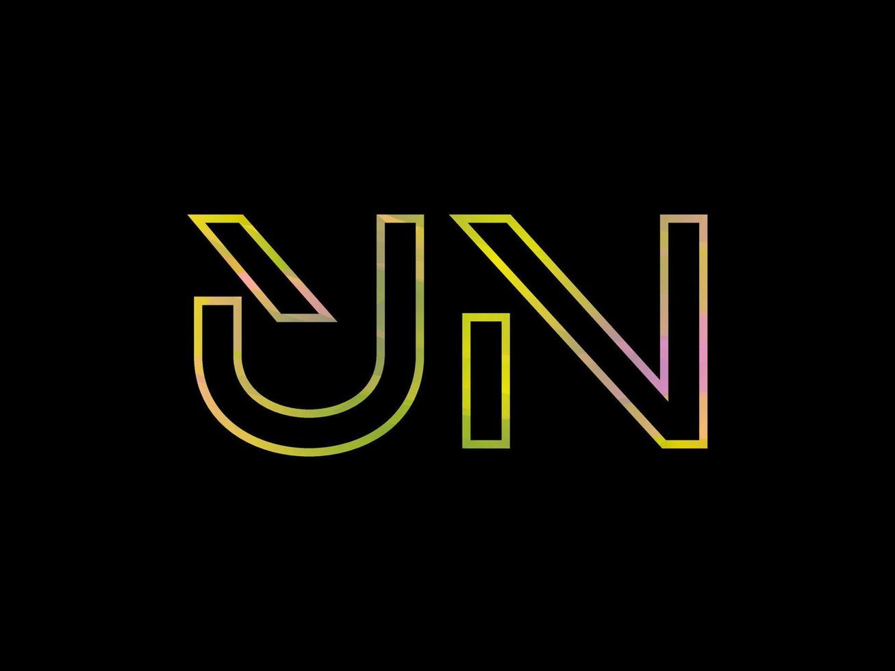 UN Letter Logo With Colorful Rainbow Texture Vector. Pro vector. vector