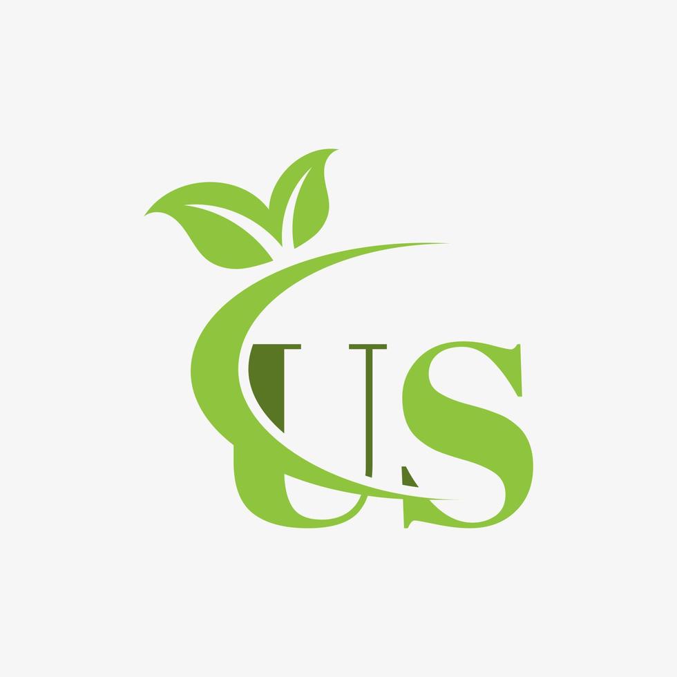 US letter logo with swoosh leaves icon vector. pro vector. vector