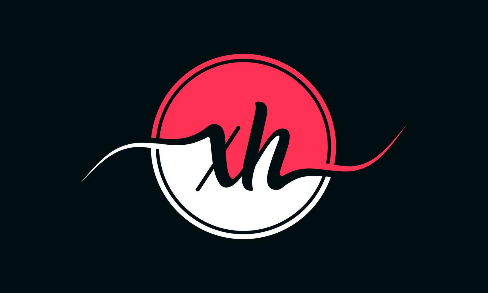 logotipo inicial de la letra xh con círculo interior en color blanco y rosa. vector profesional.