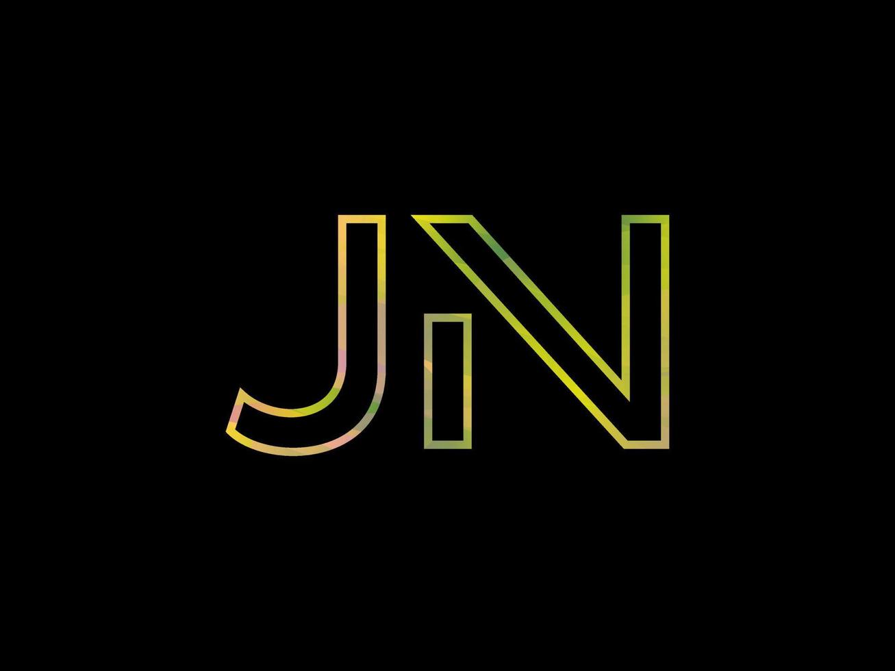 JN Letter Logo With Colorful Rainbow Texture Vector. Pro vector