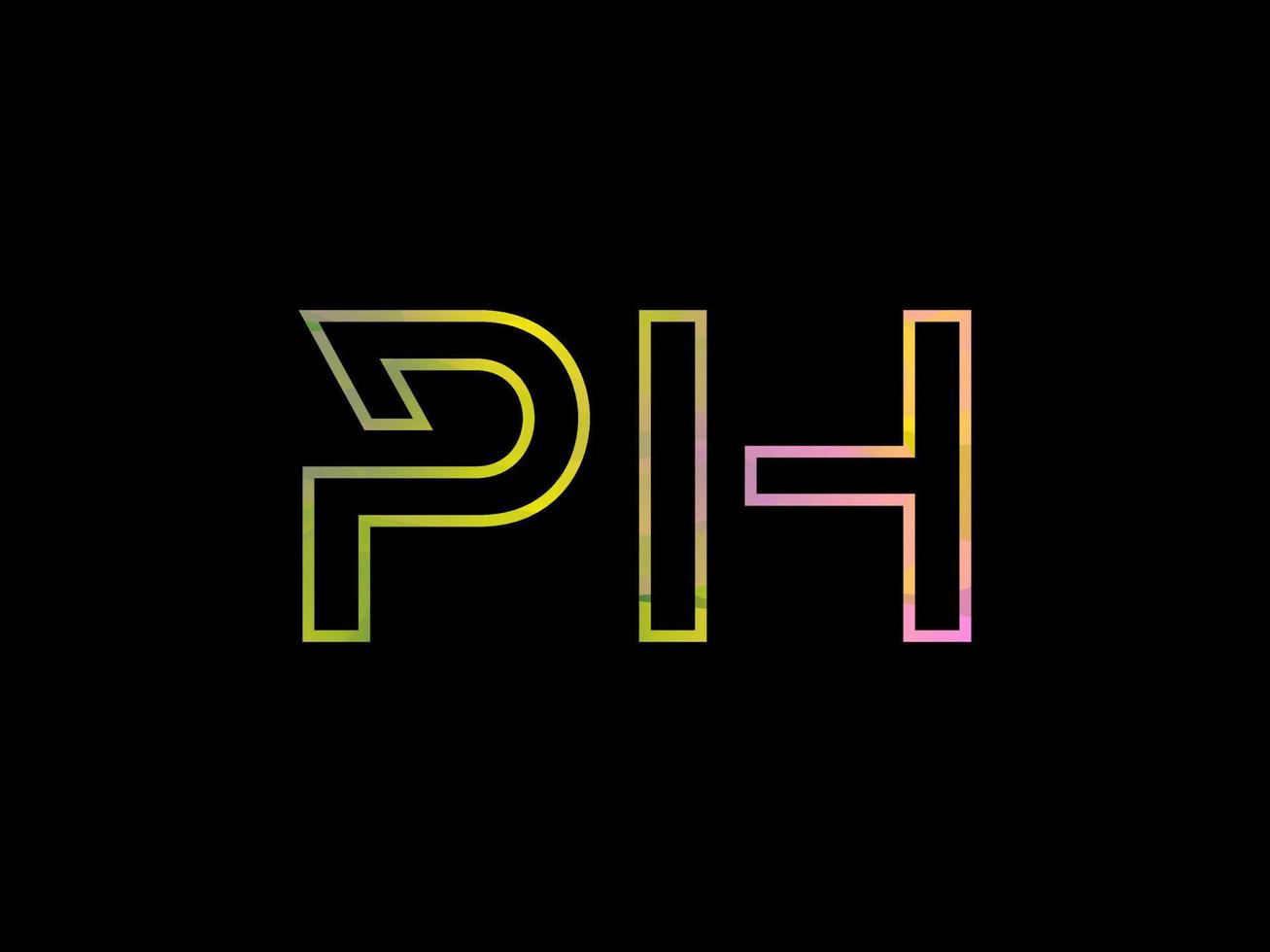 logotipo de letra ph con vector de textura de arco iris colorido. vector profesional.