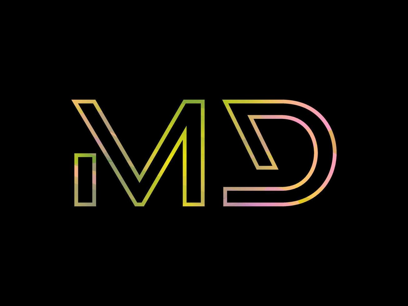 MD Letter Logo With Colorful Rainbow Texture Vector. Pro vector. vector