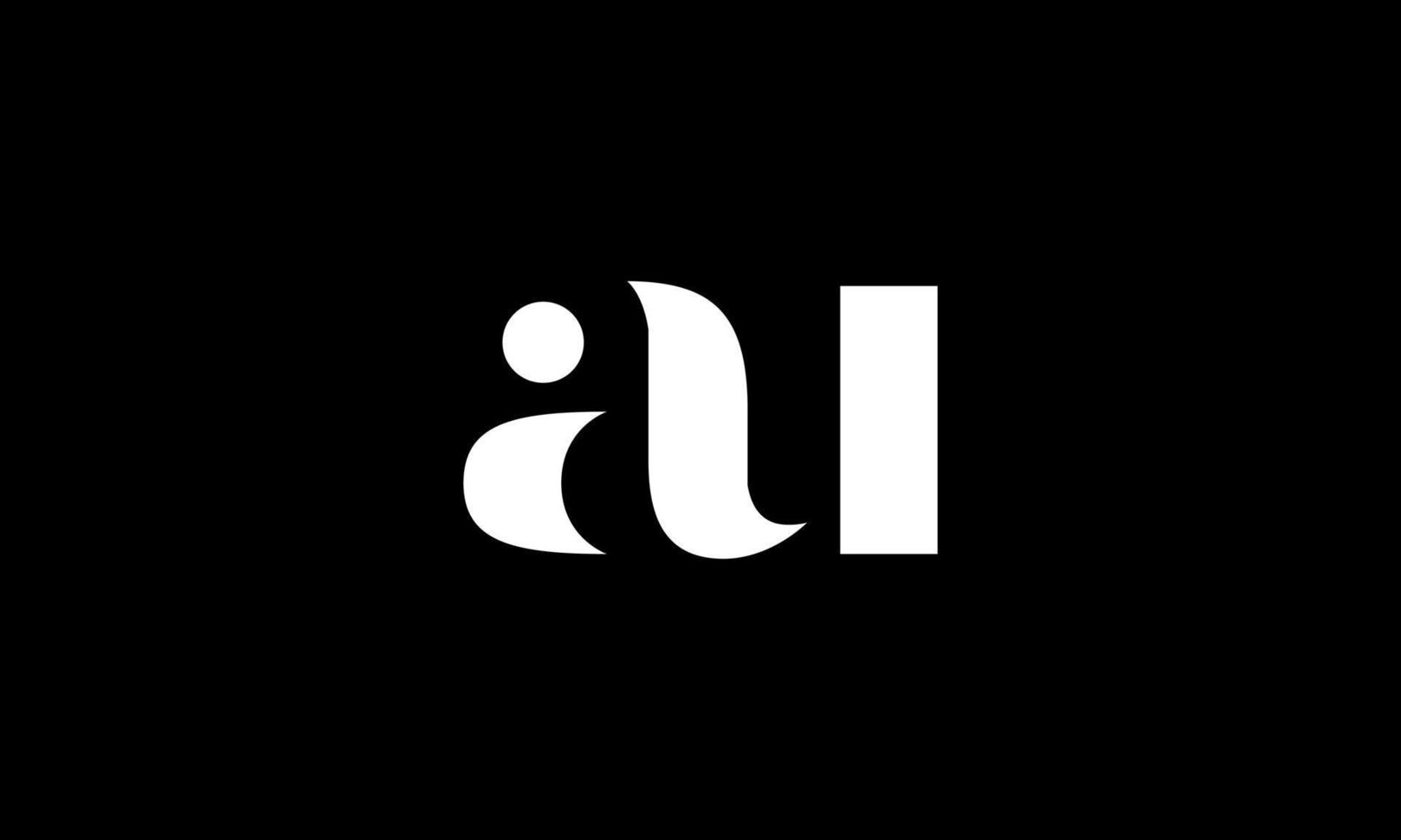 initial letter AU logo design in black background. pro vector. vector