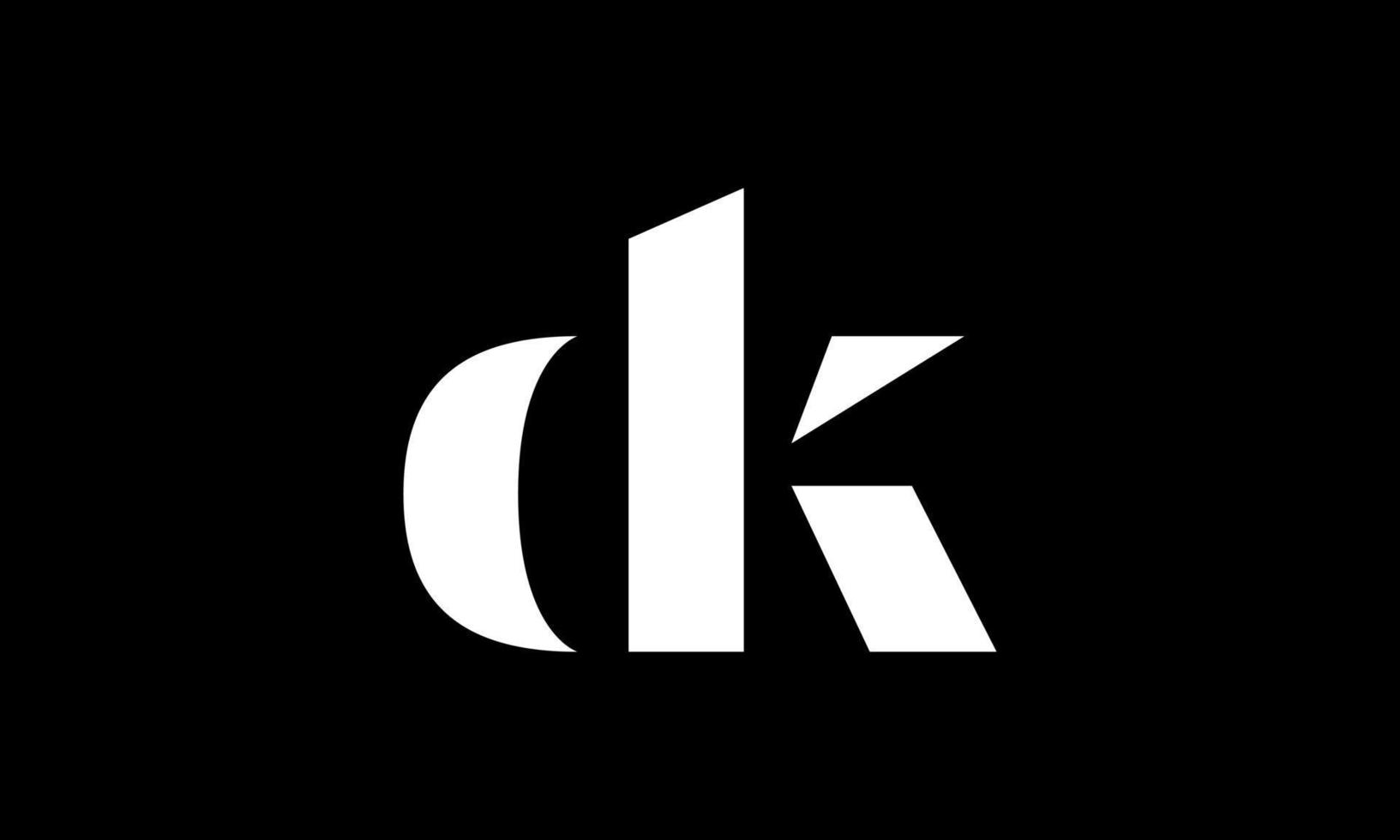 diseño del logotipo de la letra inicial dk en fondo negro. vector profesional.