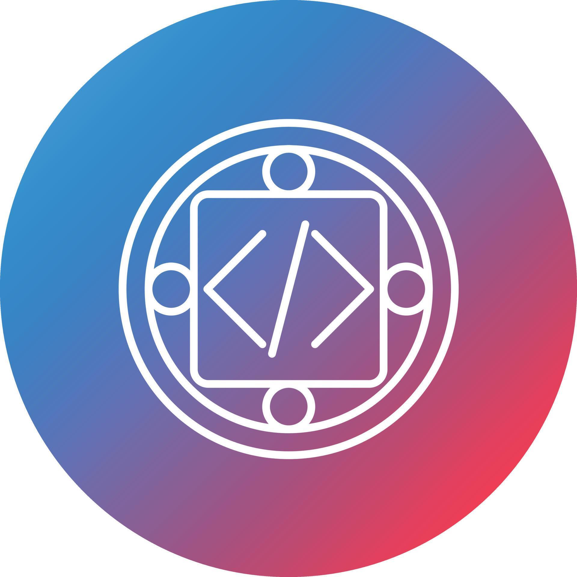 Custom Code Implementation Line Gradient Circle Background Icon ...