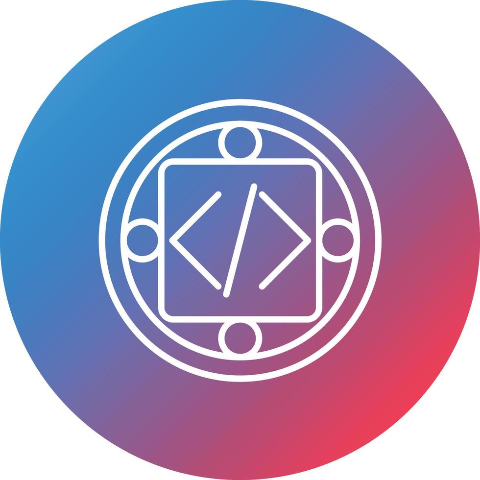 icono de fondo de círculo de degradado de línea de implementación de código personalizado vector