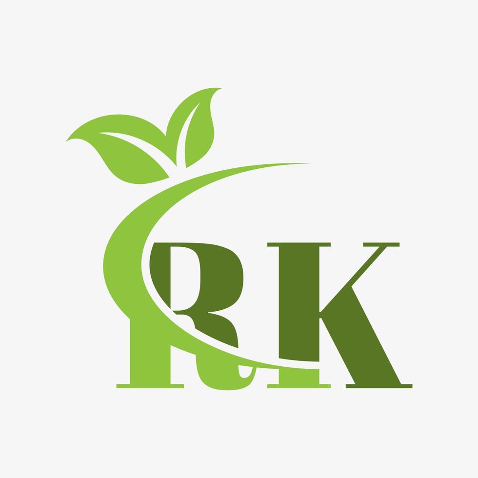 rk letter logo with swoosh leaves icon vector. vector