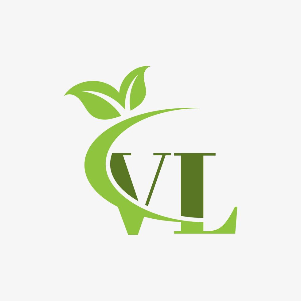 logotipo de letra vl con vector de icono de hojas swoosh. vector profesional.