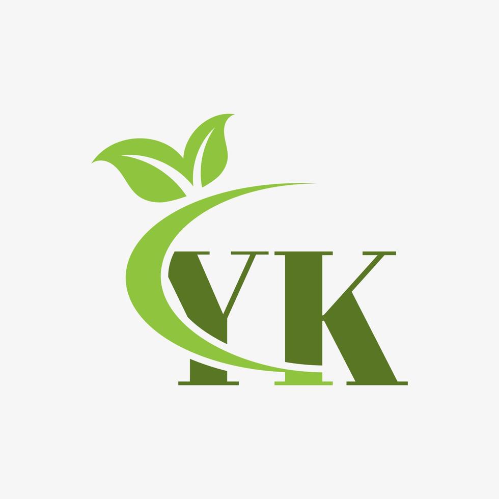 YK letter logo with swoosh leaves icon vector. pro vector. vector