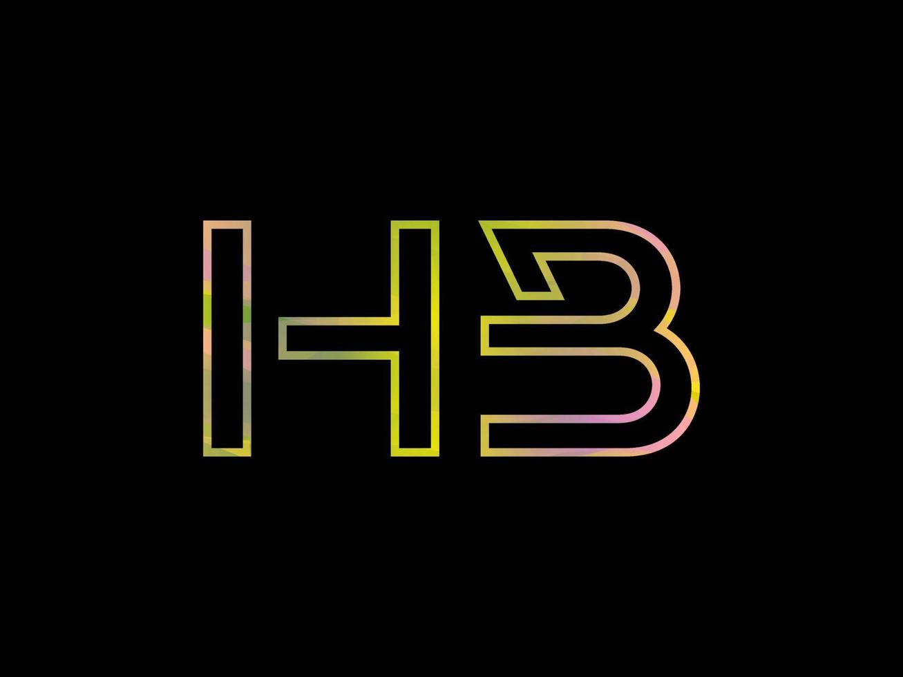 logotipo de letra hb con vector de textura de arco iris colorido. vector profesional