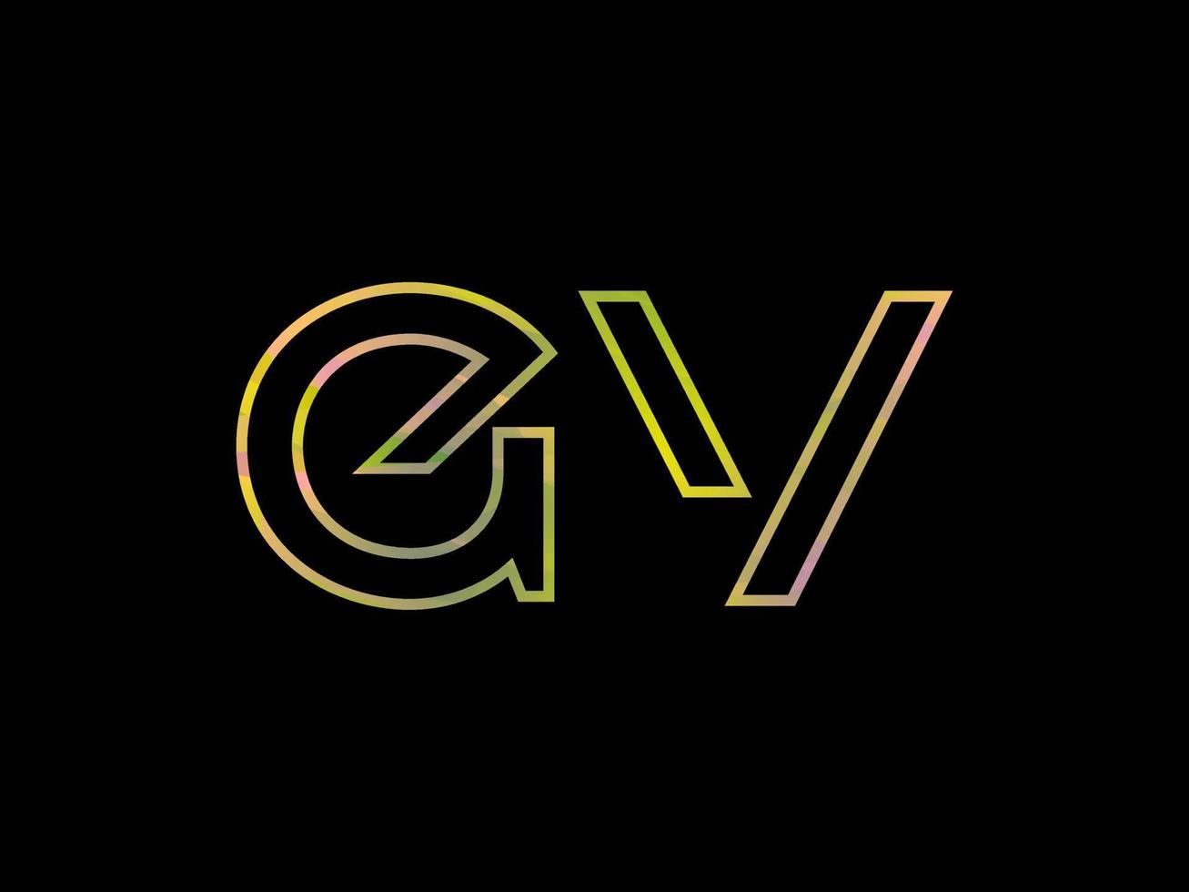 logotipo de letra gv con vector de textura de arco iris colorido. vector profesional