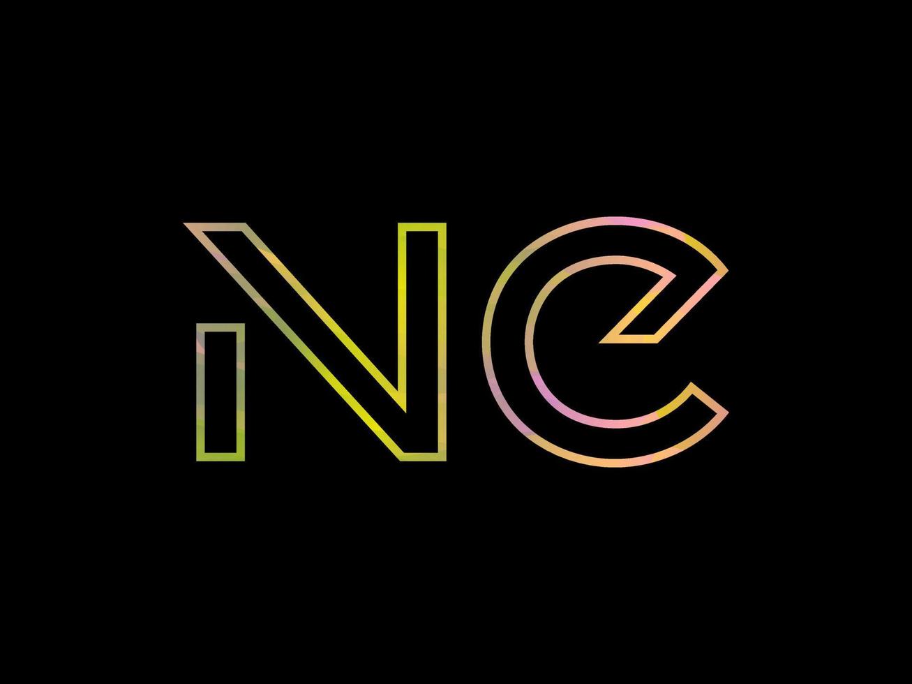 logotipo de letra nc con vector de textura de arco iris colorido. vector profesional.