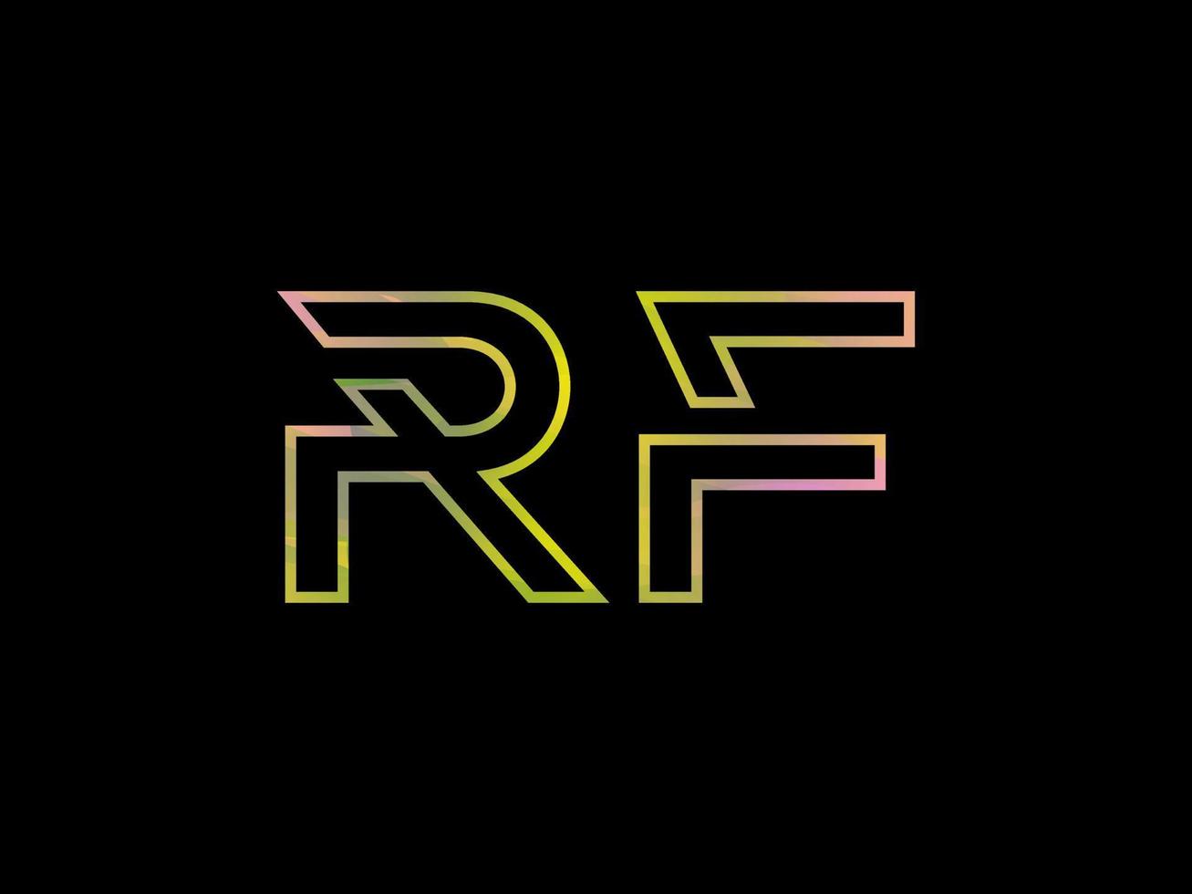 logotipo de letra rf con vector de textura de arco iris colorido. vector profesional.