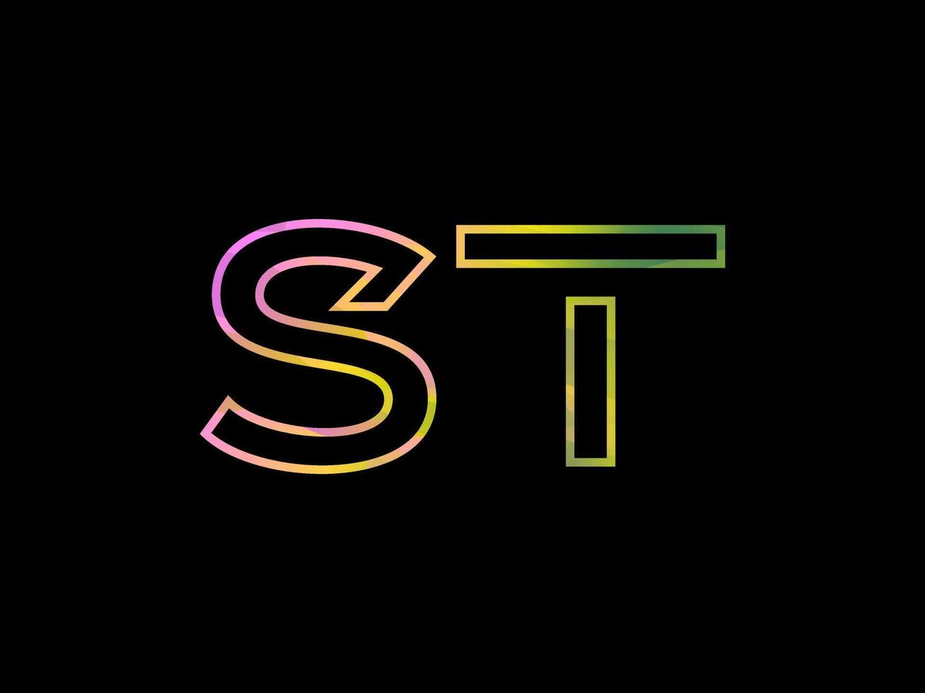 logotipo de letra st con vector de textura de arco iris colorido