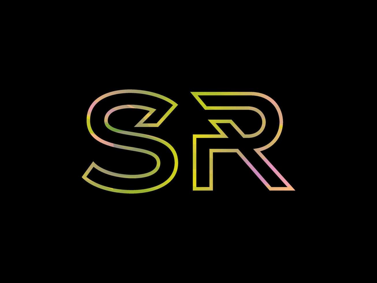 SR Letter Logo With Colorful Rainbow Texture Vector. Pro vector. vector