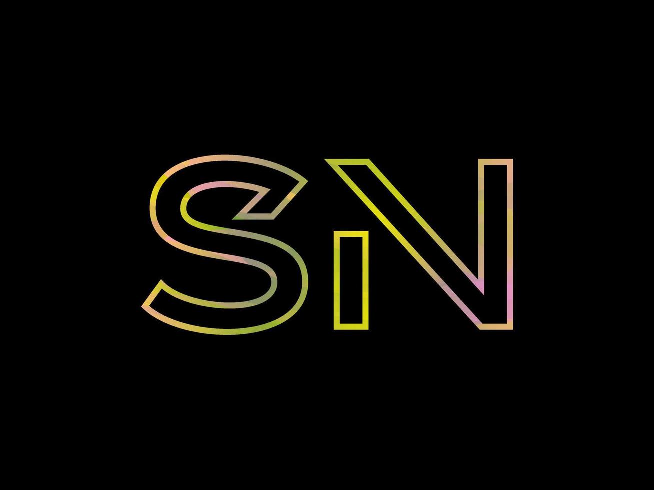 SN Letter Logo With Colorful Rainbow Texture Vector. Pro vector. vector