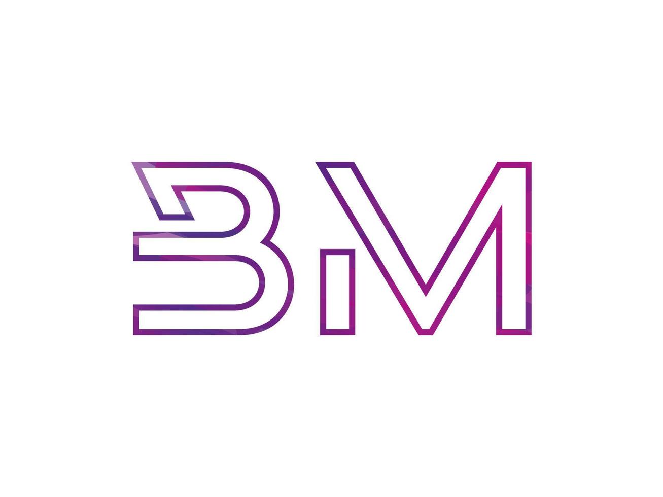 logotipo de letra bm con vector de textura de arco iris colorido. vector profesional.