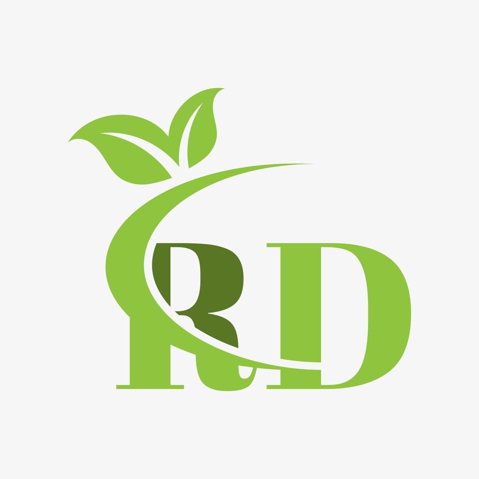 rd letter logo with swoosh leaves icon vector. vector