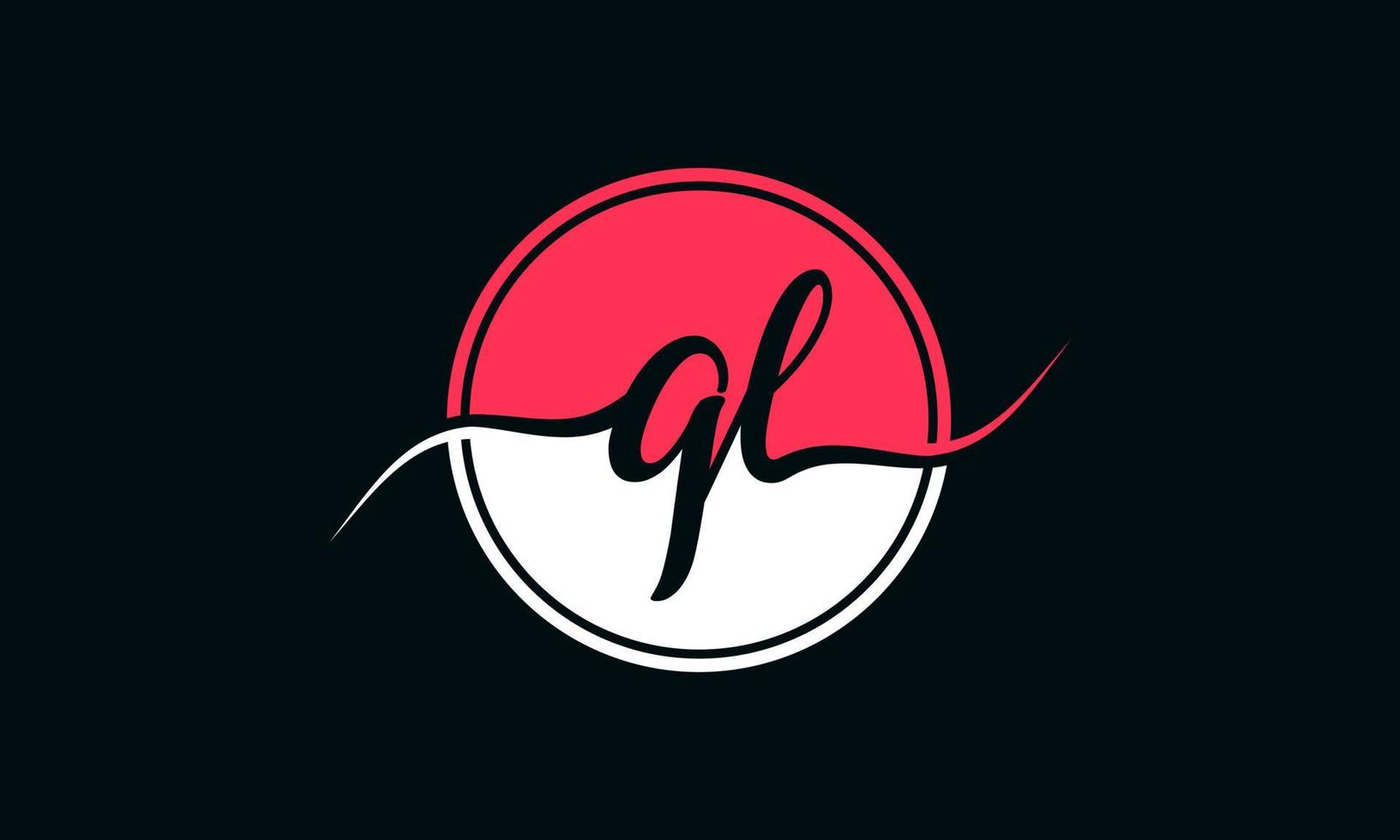 initial QL letter logo with inside circle in white and pink color. pro vector. vector