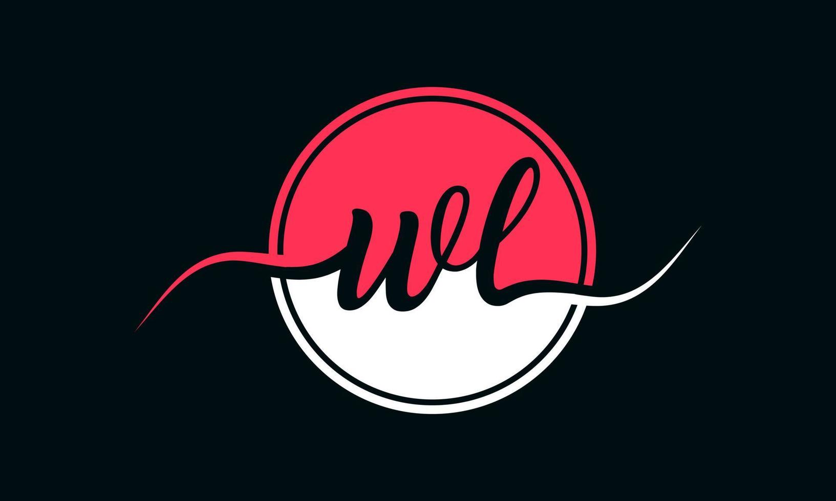 logotipo inicial de la letra wl con círculo interior en color blanco y rosa. vector profesional.